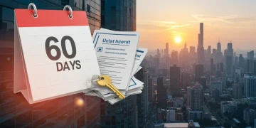 Calendário destacando 60 dias para obtenção de alvará de funcionamento, com documentos e chave, simbolizando agilidade no licenciamento empresarial.