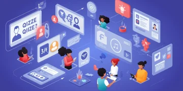 Pessoas interagindo com diversas formas de conteúdo digital interativo em seus dispositivos, representando o futuro do engajamento online.