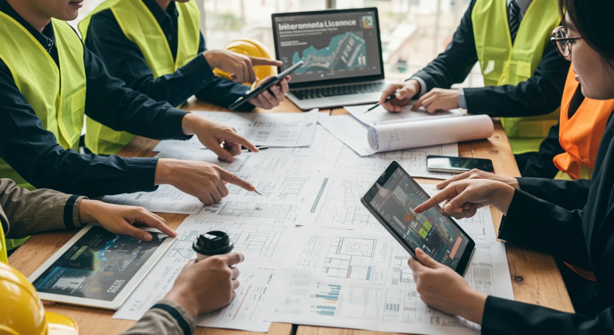 Equipe multidisciplinar colaborando em projeto de licenciamento ambiental