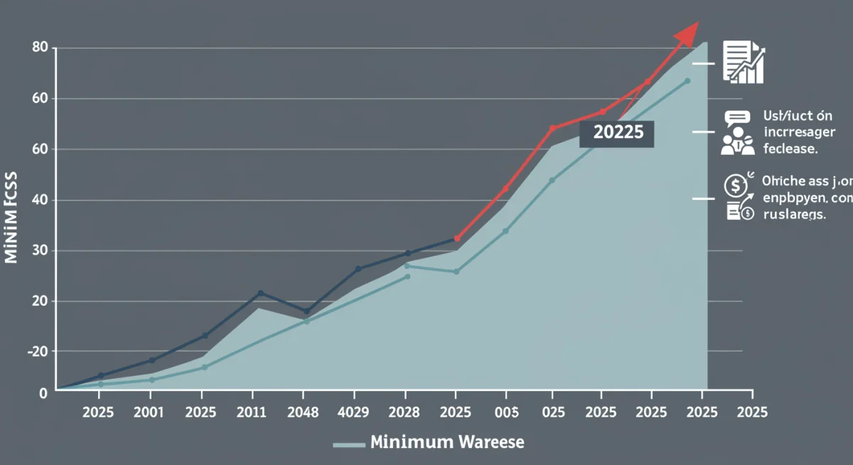 Gráfico ilustrando a evolução do salário mínimo no Brasil, com projeção de aumento para 2025.