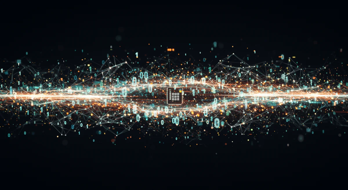Rede digital complexa com algoritmos de inteligência artificial processando dados de e-commerce para personalização e otimização.