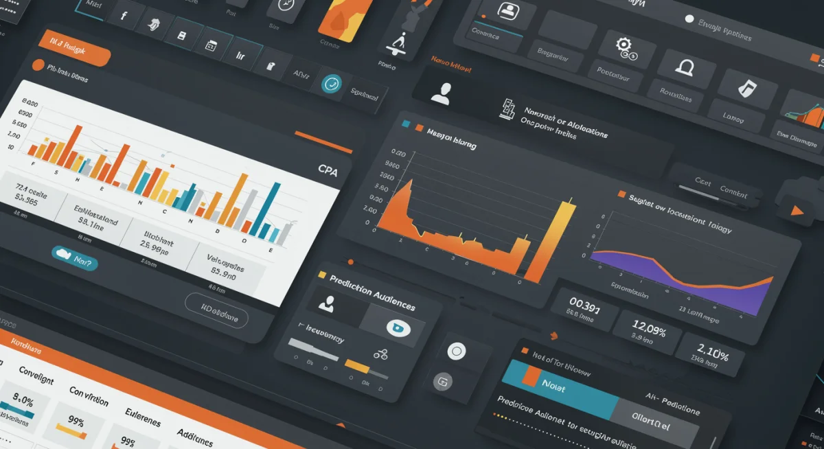 Painel de controle do Google Ads com métricas de campanha, destacando novos recursos de IA e audiências preditivas.