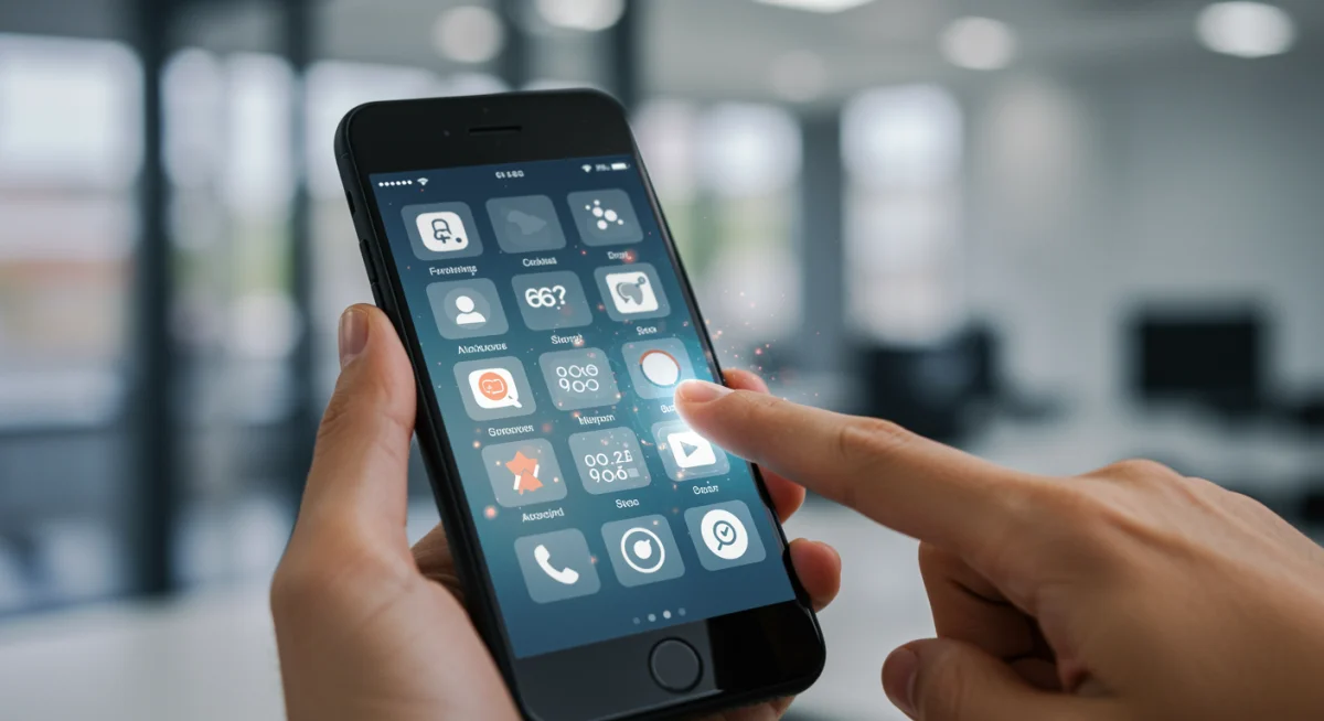 Tela de smartphone exibindo um quiz interativo com perguntas e opções de resposta, focando na experiência do usuário.