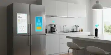 Cozinha futurista com dispositivos IoT integrados no Brasil