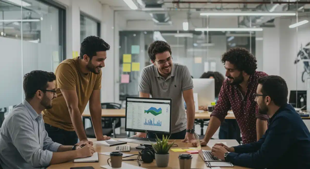 Profissionais colaborando em um ambiente de trabalho moderno, simbolizando o futuro das carreiras no Brasil.