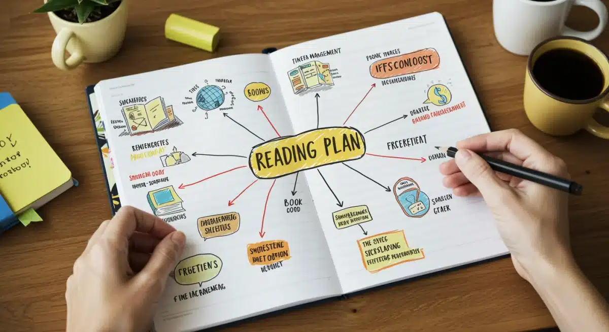 Mapa mental com estratégias para um plano de leitura eficaz.